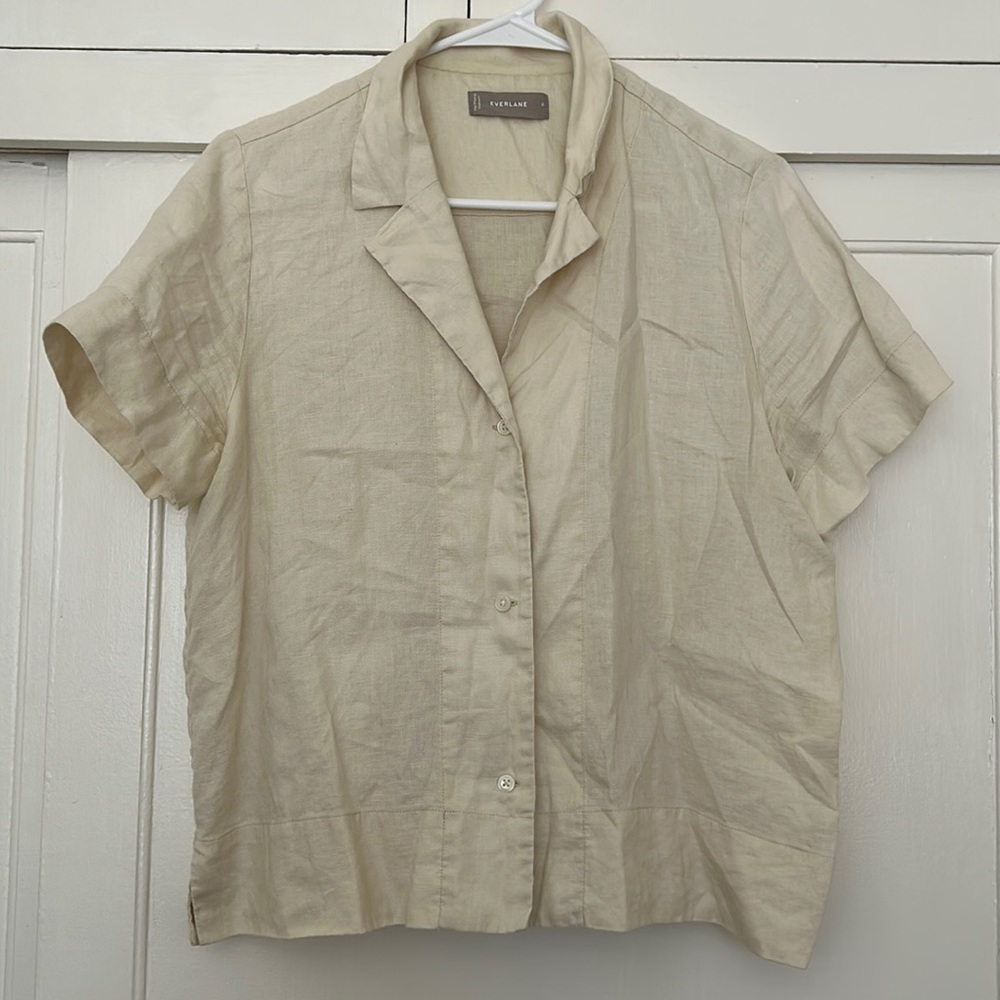 Everlane, Linen Cream, box cut blouse, size 6